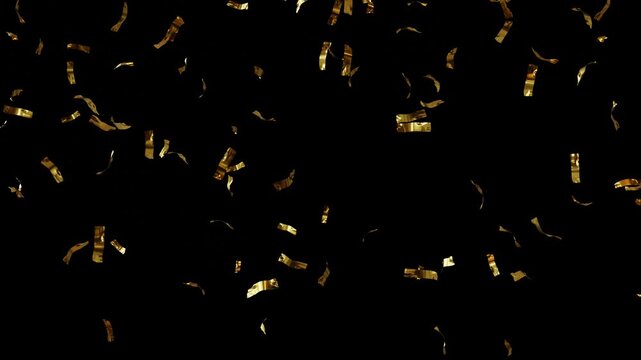 particle confetti falling party 4k video, shiny magic sparkle with glowing surprise, abstract greeting birthday celebration alpha transparent