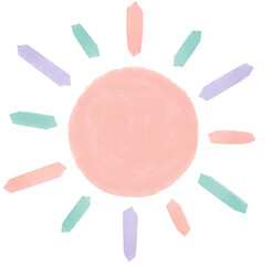 Obraz premium pink sun soft color oil pastel shine hand drawn kids core