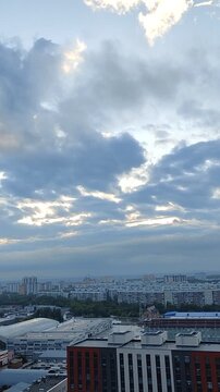 Beautiful cloudscape with red sunset. Timelapse.