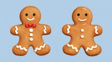 Fototapeta premium Gingerbread flat design front view sweet seasonal treat water color Split-complementary color scheme. 