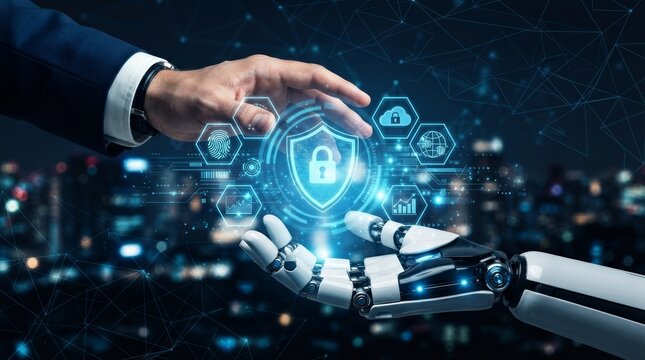 Digital data protection and privacy security concept featuring a secure network and legal law compliance in cyberspace.