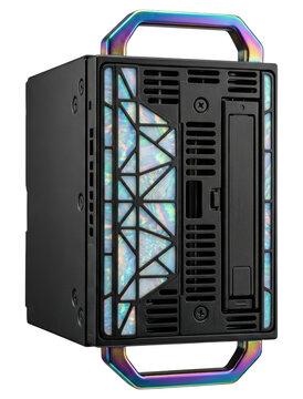 Internal gaming computer power supply unit on a transparent background