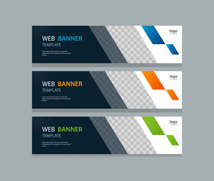 horizontal web banner design background template. Suitable for web and social media ads. Vector illustration file with Space to add pictures.