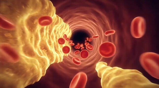Plaque buildup narrowing blood flow in an artery