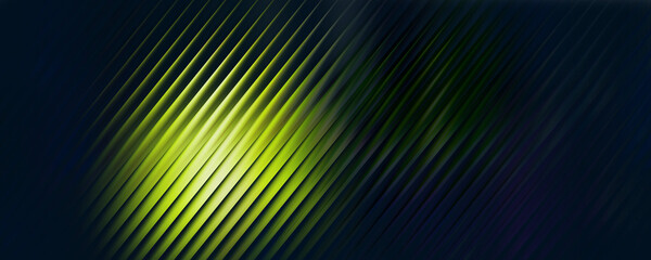 Naklejka premium Abstract digital background with flowing green and yellow lines on dark blue