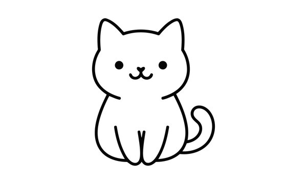 Simple cute cartoon kitten sitting isolated transparent background design transparent background