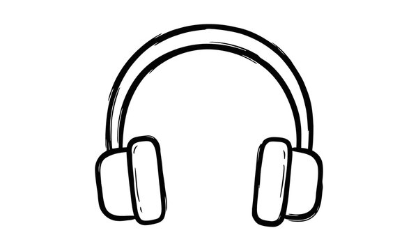 Simple line drawing of over ear headphones isolated on transparent background transparent background