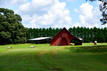 Bales of hay at barn shed © itsallgood