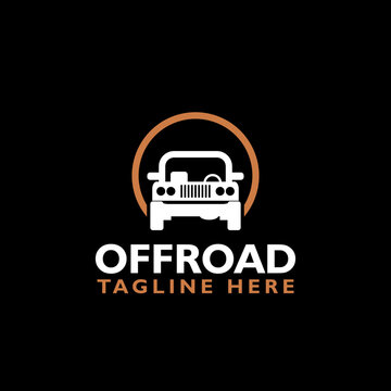 Off-road car logo icon isolated on black background