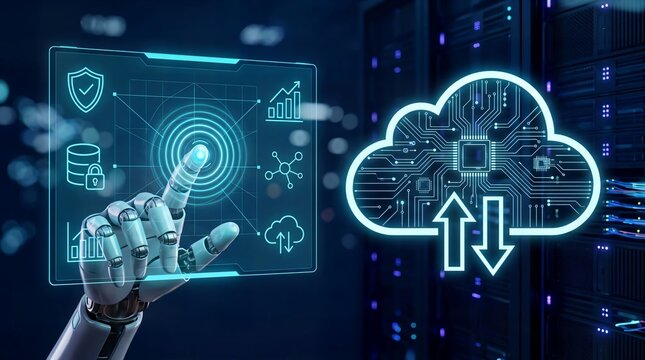 AI Robot Hand Using Cloud Computing Interface and Data Storage System in Server Room