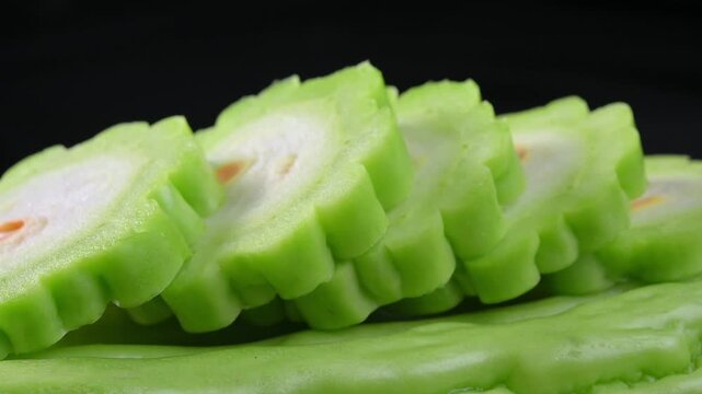 Fresh Sliced Bitter Melon Close Up