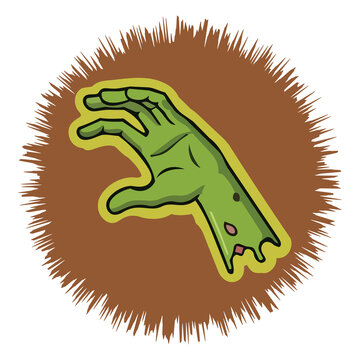 Green Zombie Hand Reaching Out Halloween Horror Icon