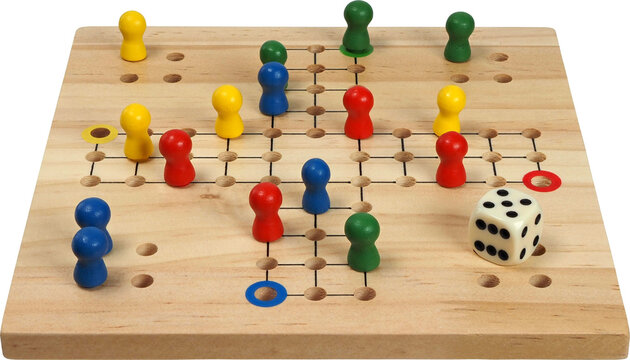 Ludo board game with die and pieces