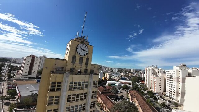 Aerial view approaching the urban landscape of Taubate