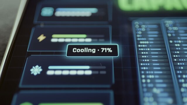 commercial data center still showing cooling utilization reaches 71 percent on dashboard