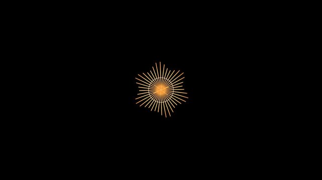 Pulsing orange sunburst graphic element rotating in seamless motion for dynamic digital background video footage project