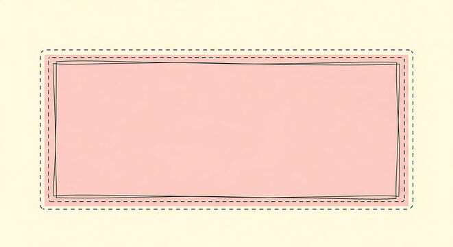 Minimalist pink label with a hand drawn rectangular border as a placeholder for text on cream background