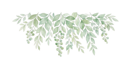 Fototapeta premium PNG Elegant watercolor leafy border