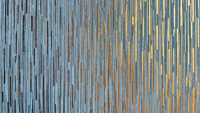 Abstract luxury gold and blue metallic vertical stripe wallpaper texture background with glittering bronze line details for modern interior design, metallic card backdrop, and stylish web decor.