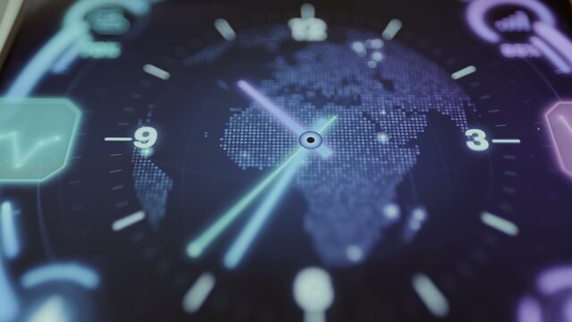 commercial technology still showing africa world clock displays minus 9 and 3 markers