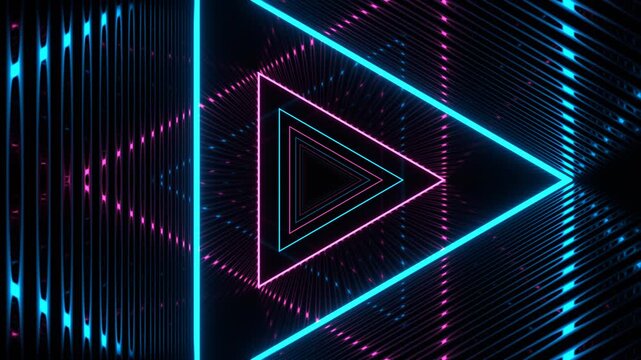 Pink and Blue Trendy Neon Triangular Corrugated Tunnel Background VJ Loop in 4K
