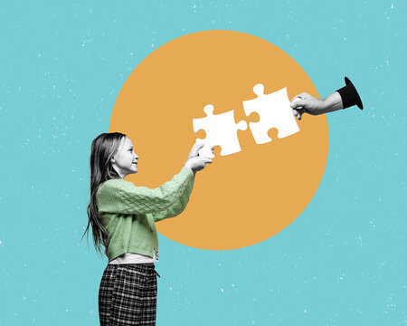Teamwork and the concept of shared success between a child and their father&mdash;adults and children working together.