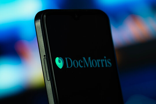 Heerlen, Netherlands- 7 July 2026: DocMorris logo is seen on a smartphone.