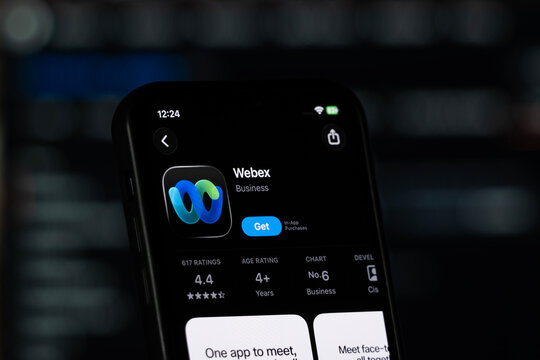 San Jose, United States - 03 Aug 2026: A smartphone screen showing the App Store page of the Webex Business application.