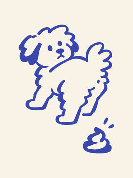 Dog Pooping Doodle Vector Illustration