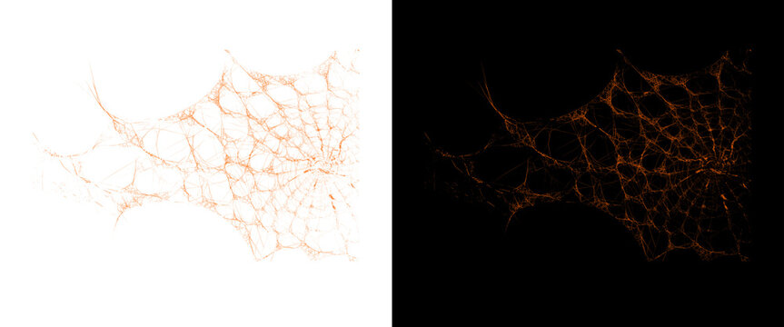 Spooky spider web texture on split background, creepy spiderweb design element for Halloween, gothic cobweb graphic
