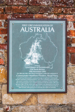 First Circumnavigation of Australia Plaque at the Square Tower in Old Portsmouth, UK