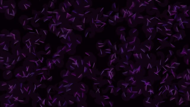 Purple geometric fan shapes floating in rhythmic motion within this abstract digital animation background video clip