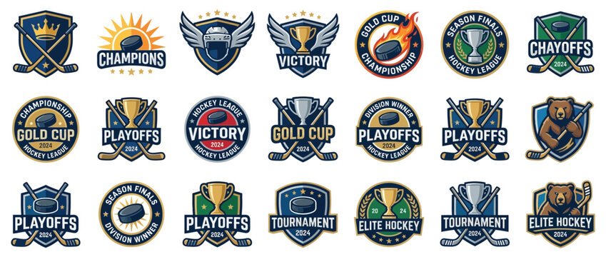 Set of Professional Hockey Championship and Tournament Emblems