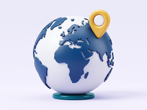 3D globe with a yellow location pin