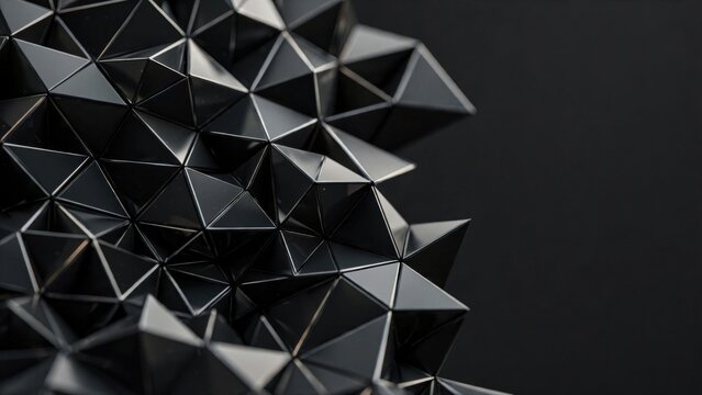 Abstract Geometric Dark Metal Faceted Surface Background.