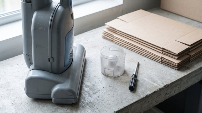 Sealed vacuum housing with discarded replacement packaging