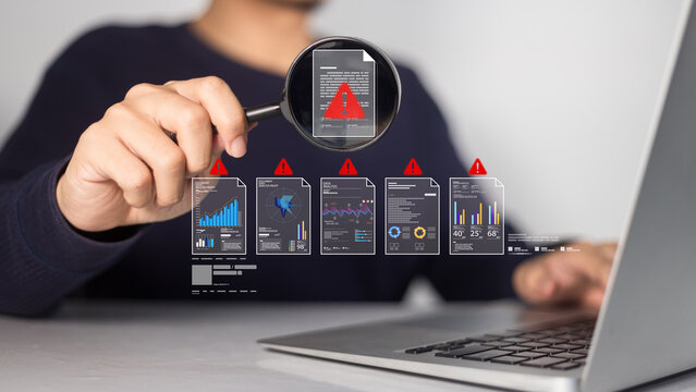 Corporate finance executive conducting thorough business risk assessment utilizing smart management framework prioritizing threat identification building resilient strategy