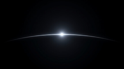 Thin white glowing arc horizon line on black background © Nazmul