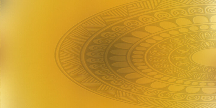 Golden mandala pattern background with ornate floral details and soft decorative lighting.