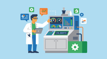 Fototapeta premium Scientist Calibrating Laboratory Equipment for Accuracy