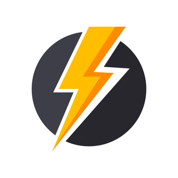 Dynamic yellow lightning bolt symbol in a sleek dark circle representing power and energy.