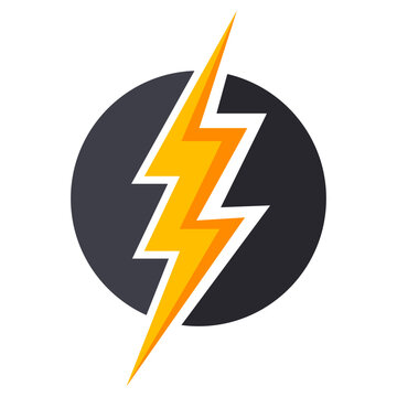 Striking graphic illustration of a bright electricity bolt within a sleek grey disc, conveying powerful force