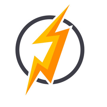 Vibrant lightning strike symbol enclosed in a sleek dark ring, representing energy, speed, and modern innovation.