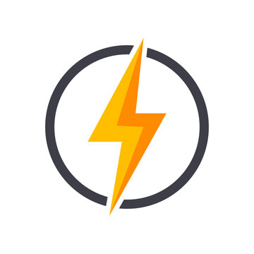 Dynamic lightning bolt graphic symbol within an open circular frame representing speed, power, and charging energy.