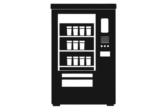 Modern Vending Machine with Product Display Silhouette vector