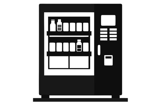 Modern Vending Machine with Product Display Silhouette vector
