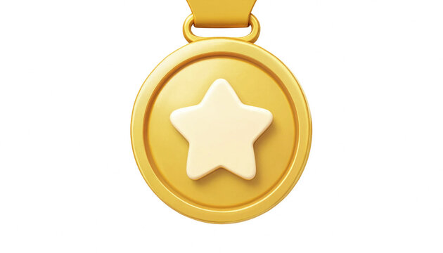 A shiny gold medal with a star icon representing achievement and winning success.