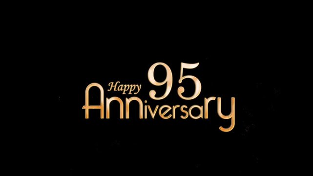 Golden Banner congratulations on the 95th anniversary in gold style and particles, transparent background