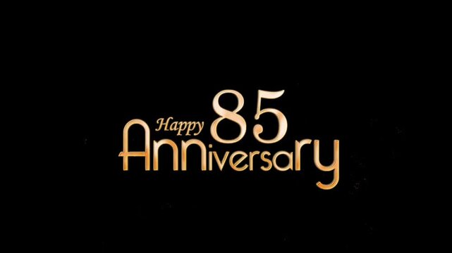 Golden Banner congratulations on the 85th anniversary in gold style and particles, transparent background