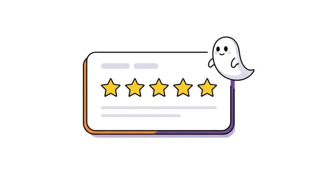Cute Ghost Rating Review Stars, Customer Feedback, Online Survey Animation